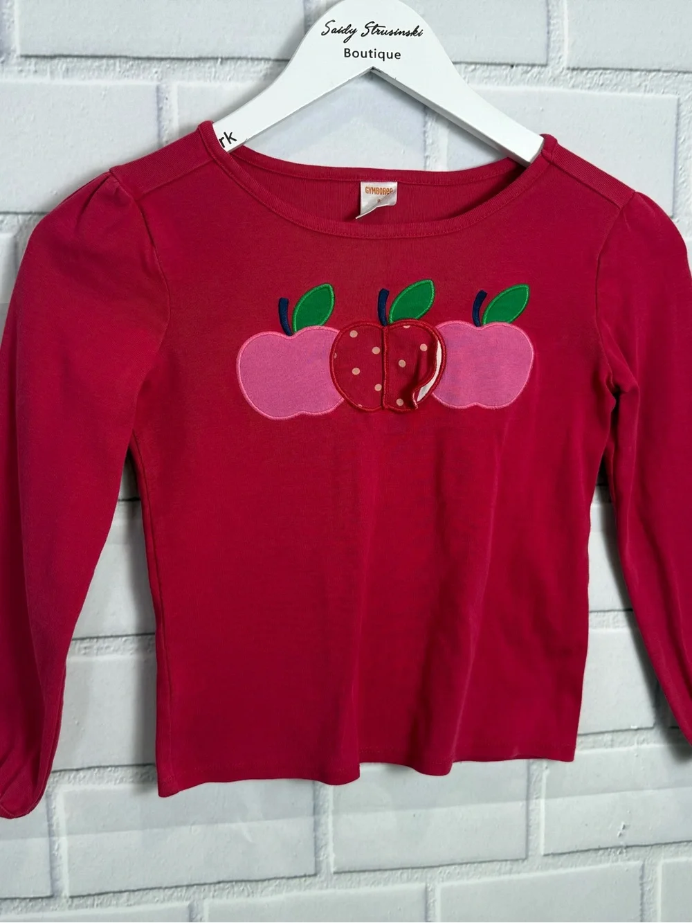 Gymboree Girls Size 8 Pink Apple Long Sleeve Top Shirt